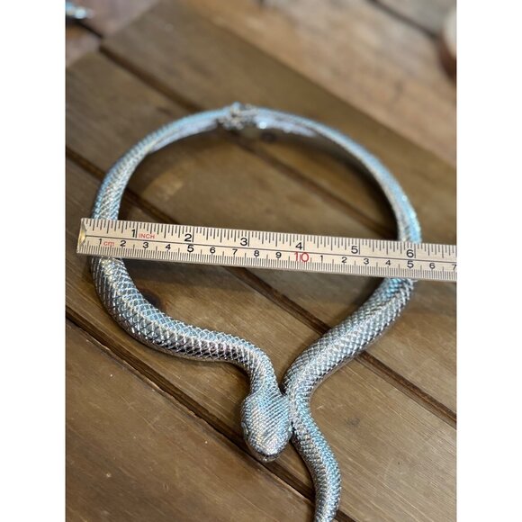 Silver Snake Necklace Choker Collar Style - Picture 7 of 10